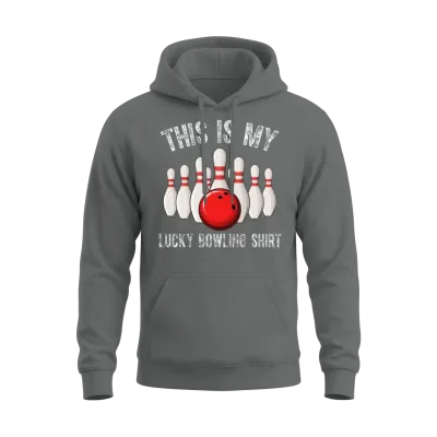 Funny Lucky Bowling Team Vintage Retro Unisex Hoodie - Graphite Heather