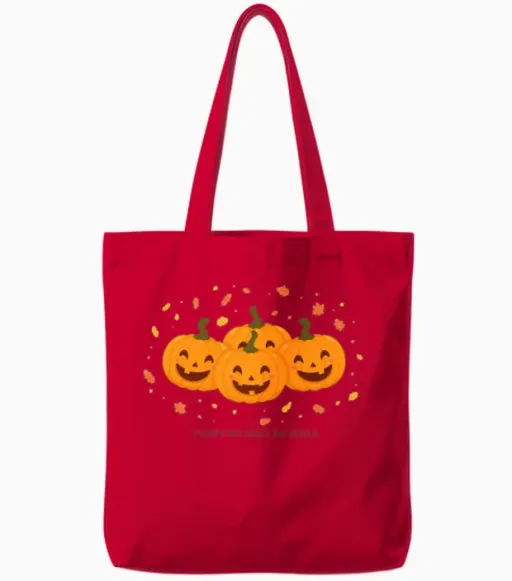 Three Smiling Pumpkins Trio Tote Bags - Red