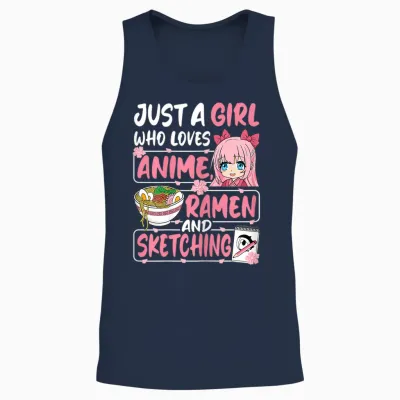 Just a Girl Who Loves Anime Ramen and Sketching Japan Women Unisex Tank Top - Navy