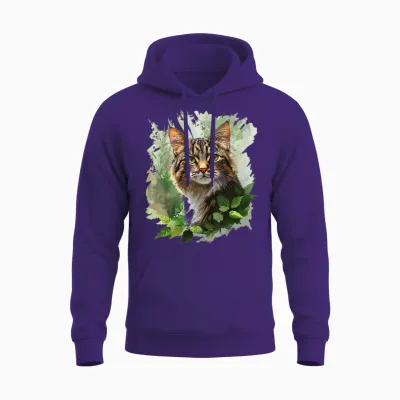 Katze Illustration Druck Tierliebhaber Portrait Grafik Katze Unisex Hoodie - Purple