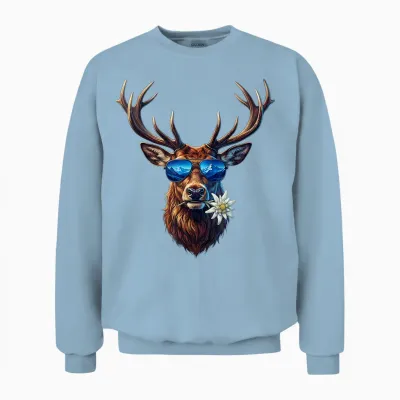 Trachtenshirt Passend Für Oktoberfest T-Shirt Herren Hirsch Unisex Sweatshirt - Light Blue