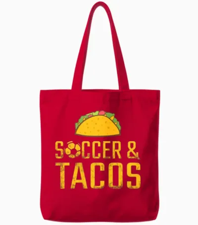 Soccer and Tacos Tote Bags - Red