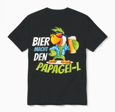 Bier Macht Den Papagei-L Lustiger Papageien Sommer Spruch Unisex T-Shirt - Black