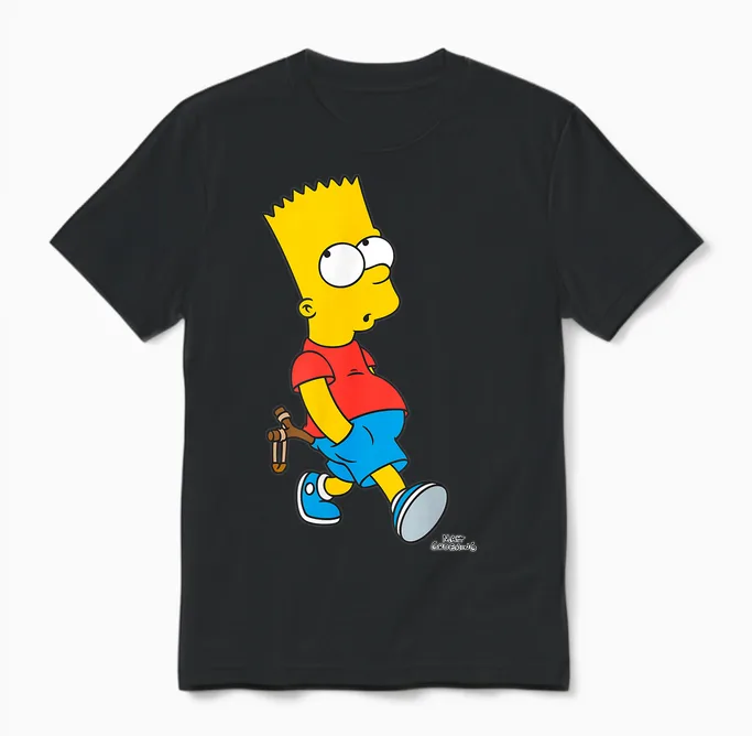 The Simpsons Bart Simpson with Slingshot Unisex T-Shirt in Black