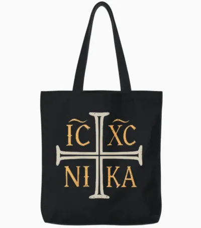 Ic Xc Nika Jesus Christ Conqueror Orthodox Christian Tote Bags - Black