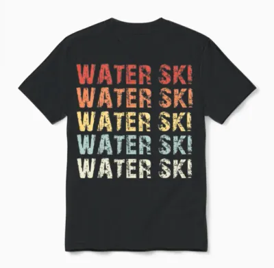 Retro Water Ski Unisex T-Shirt - Black