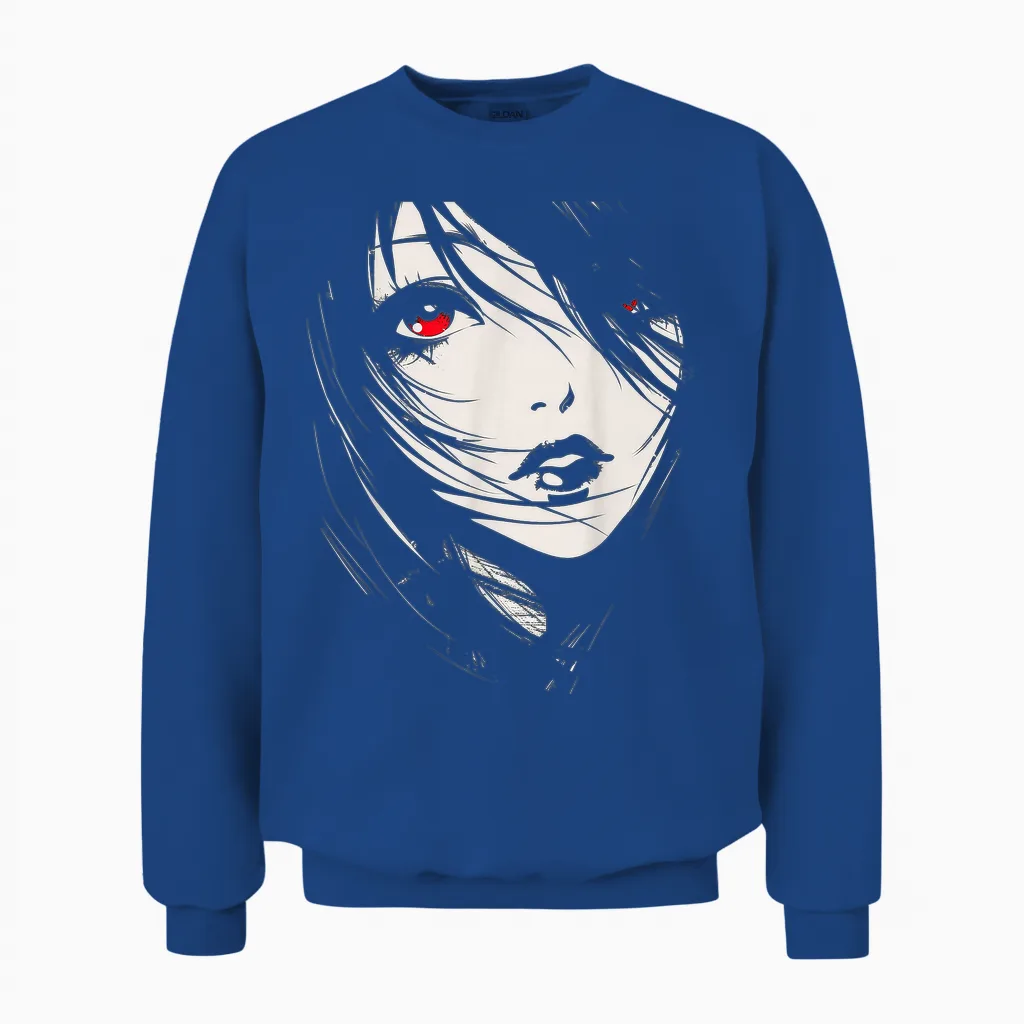 Anime Manga Graphic Illustration Anime T-Shirt, Black, S Unisex Sweatshirt in Royal