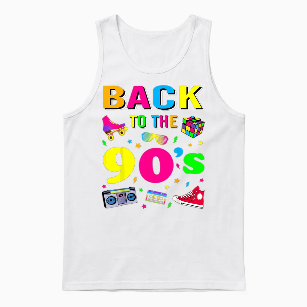 90s Retro Motto I Love 90's Unisex Tank Top in White