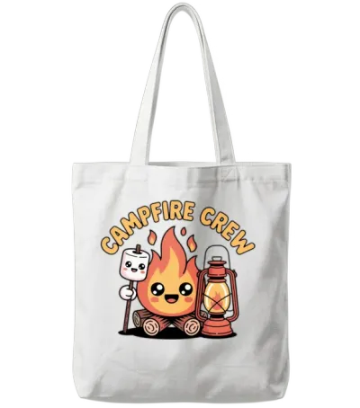 Cute Pastel Campfire Marshmallow Lantern Kawaii Tote Bags - White