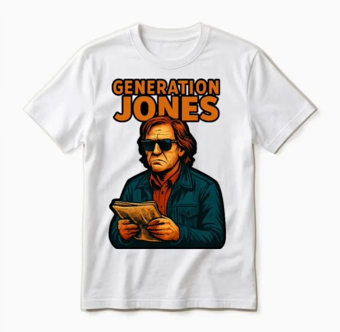 Generation Jones Retro Portrait Unisex T-Shirt in White