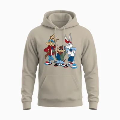 Looney Tunes Wiley, Bugs, Taz Unisex Hoodie - Sand