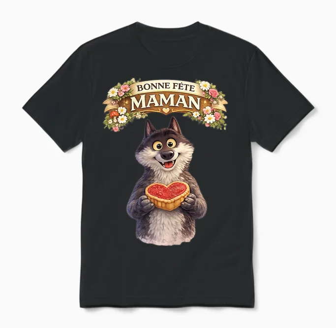 Loup Le Mal Aimé Cadeau Fete Des Meres Bonne Fete Maman Aime Unisex T-Shirt in Black