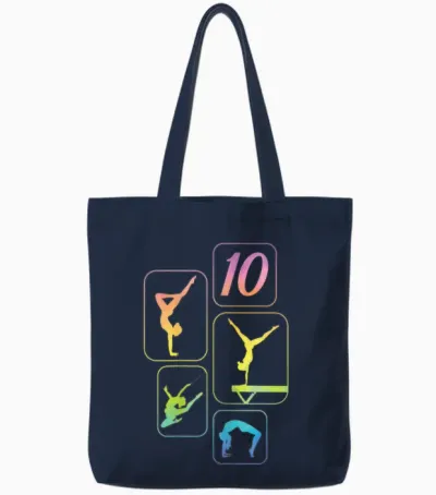 10th Birthday Gymnastics Girls Acrobatics Handstand Tote Bags - Navy