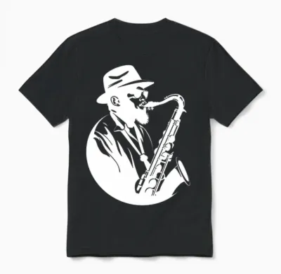 Homme Le Saxophoniste Dessine La Fête Des Pères T-Shirt Haut De Gamme Unisex T-Shirt - Black