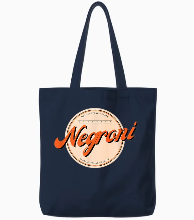 Negroni I Classic Italian Gin Cocktail Drink Leave Me Aloni Tote Bags in Navy