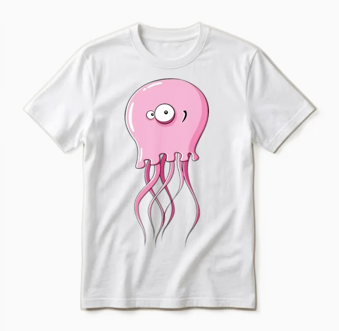 Cartoons-Funny-Jellyfish Unisex T-Shirt in White