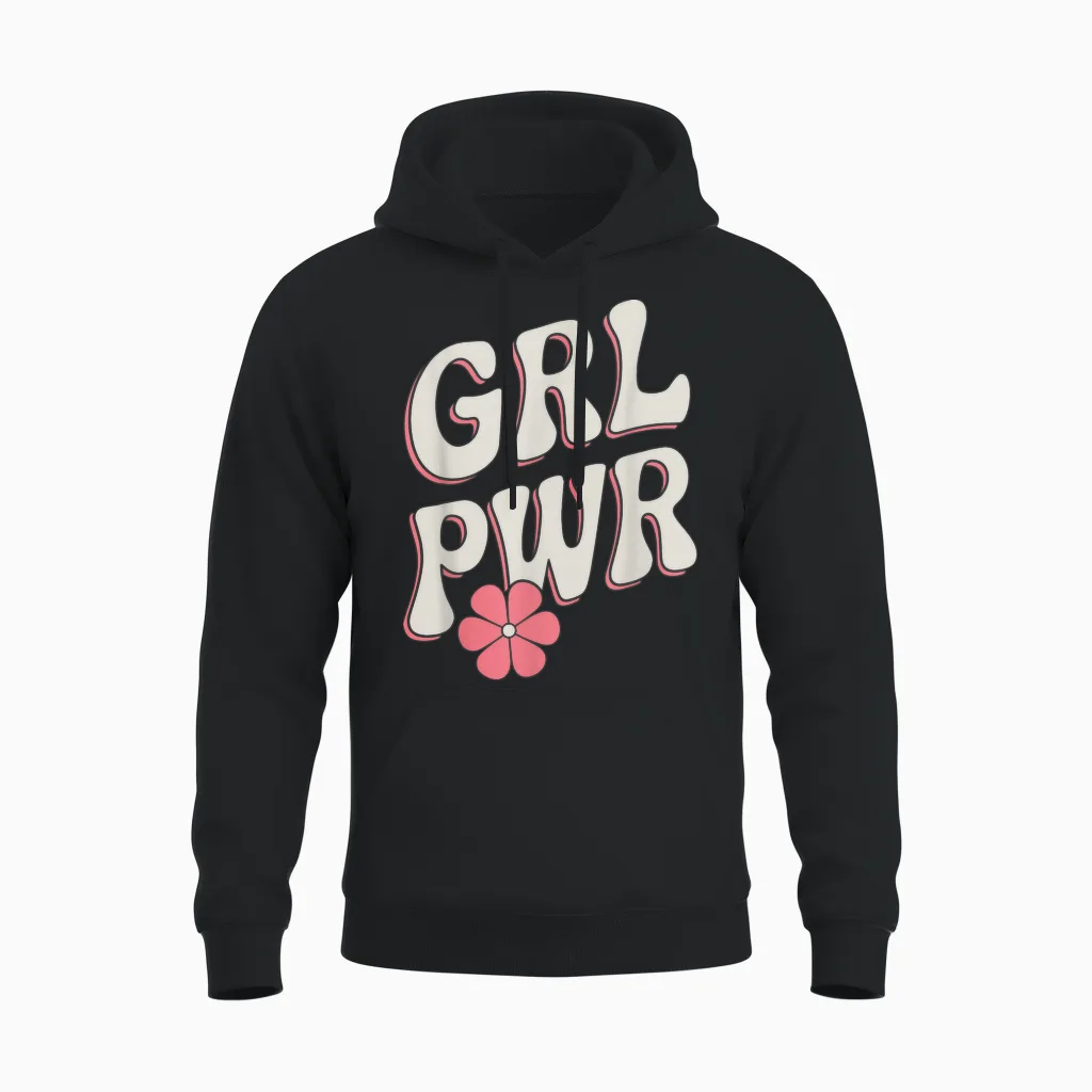 Frauen Power Grl Pwr Motivation Stärke Feministin Power Girl Unisex Hoodie in Black