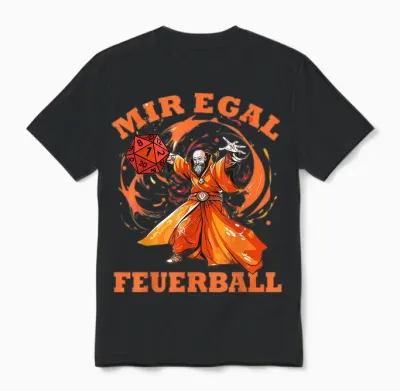 Rollenspiel Designs Lustig Hoch 5 - Magier Wirft Feuerball - Mir Egal Feuerball Zauberer T-Shirt (schwarz, S, Halbarm, Unisex-Jugendliche) Unisex T-Shirt - Black