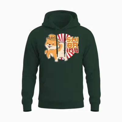 Shiba Inu Japanese Dog Breed Pancake Hunting Dog Unisex Hoodie - Forest
