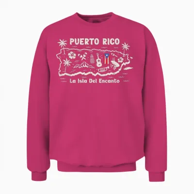 Puerto Rico La Isla Del Encanto Puerto Rican Flag Retro Unisex Sweatshirt - Heliconia