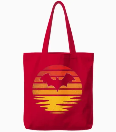 Bat Retro Tote Bags - Red