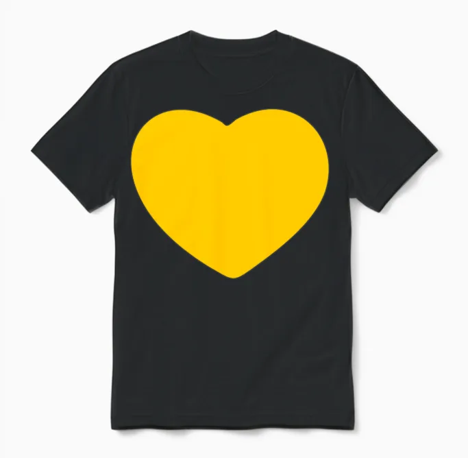 Heart Yellow Unisex T-Shirt in Black