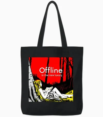 Offline Luxury Forest Reading Tote Bags - Black