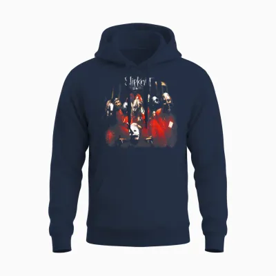 Slipknot Official Self Titled T-Shirt - Men's Black Small Crew Neck Short Sleeve Unisex Hoodie - Navy