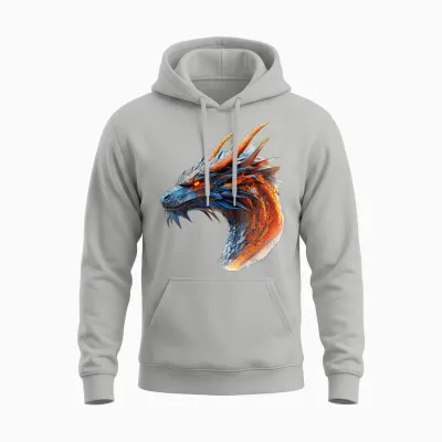 Dragon Drake Mythical Illustration Dragon Drake T-Shirt, White, S Unisex Hoodie - Ash