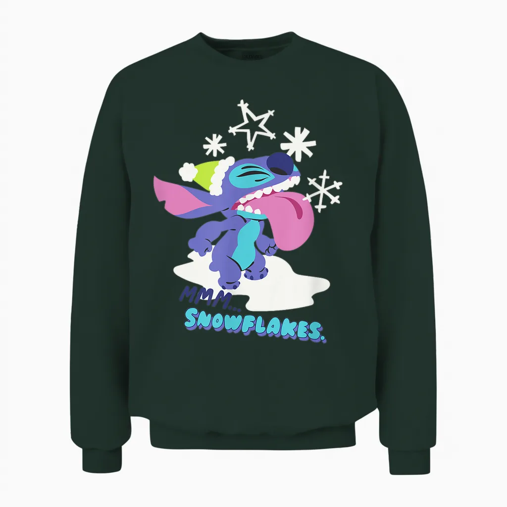 Amazon Essentials Stitch Wintertime Catching Snowflakes Unisex Sweatshirt in Forest
