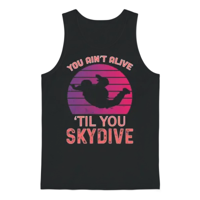 Retro Skydive Skydiver Skydiving Unisex Tank Top - Black