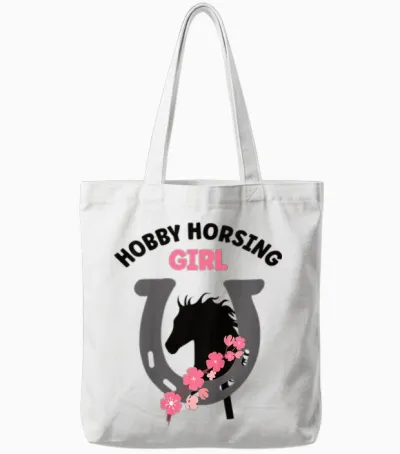 Hobby Horsing Girl Pferde Mädchen Hufeisen Steckenpferde Tote Bags - White