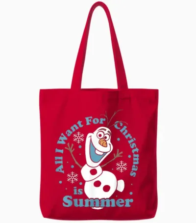 Disney Frozen Olaf All I Want for Christmas Is Summer Tote Bags - Red