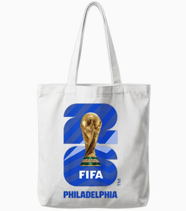 Kids Fifa World Cup26 Philadelphia Trophy Color Tote Bags in White