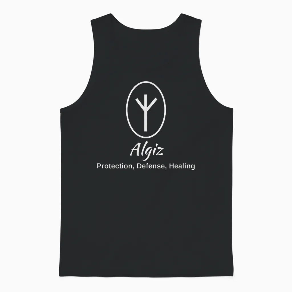 Algiz Rune Shirt Geschenk Wikinger Rune Zum Schutz Unisex Tank Top in Black