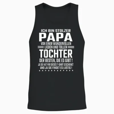 Vatertagsgeschenk Tochter Vater Geschenke T-Shirts - Ich Bin Stolzer Papa Einer Wundervollen Tochter - Vatertag T-Shirt Schwarz Kurzarm S Eu 38-40 Unisex Tank Top - Black