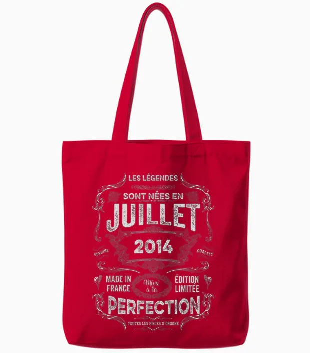 Les Légendes Sont Nées En Juillet 2014 12e Anniversaire Tote Bags in Red
