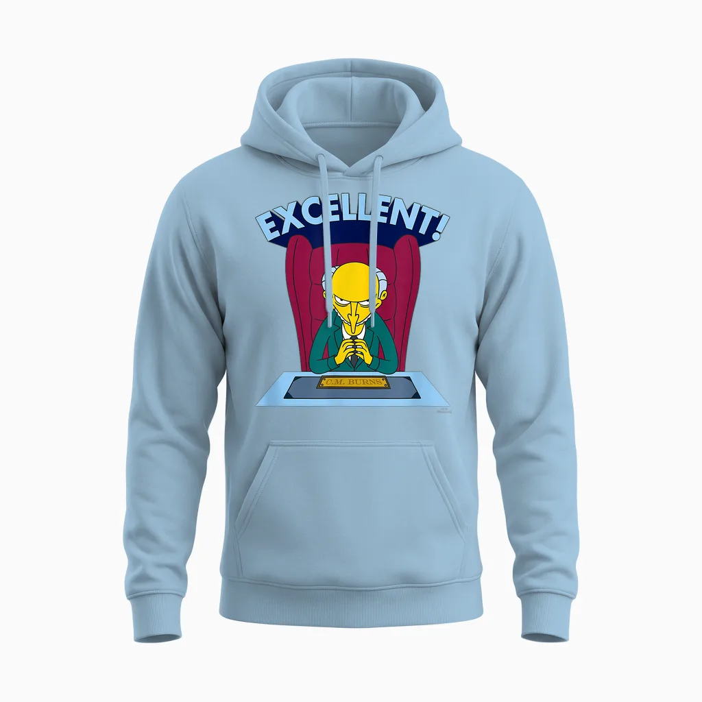The Simpsons Mr. Burns Excellent Unisex Hoodie in Light Blue
