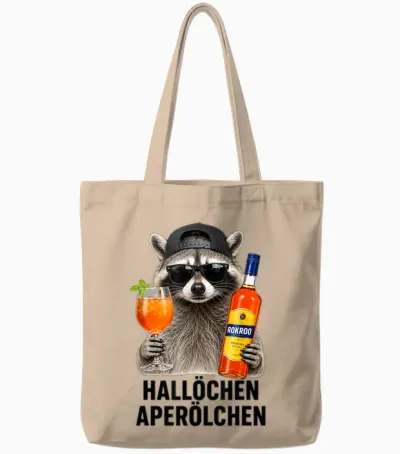 Waschbär Aperitif Hallöchen Aperölchen - Lustiges Waschbär Tote Bags - Natural