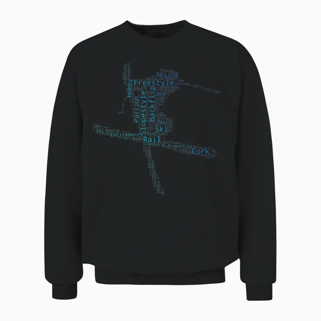 Ski Freestyle Children's Stunt Ski Boys Men Skier T-Shirt, Black Unisex Sweatshirt in Black