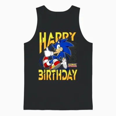 Sonic the Hedgehog Birthday Happy Birthday Thumbs Up Logo Unisex Tank Top - Black