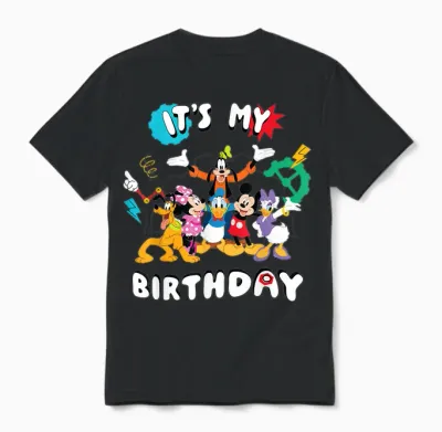 Disney Jr. Mickey & Friends "it's My Birthday" Party Unisex T-Shirt - Black