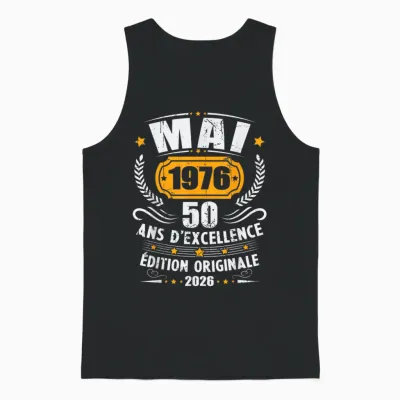Vintage Mai 1976 Cadeau Anniversaire 50 Ans Hommes Femmes Unisex Tank Top - Black