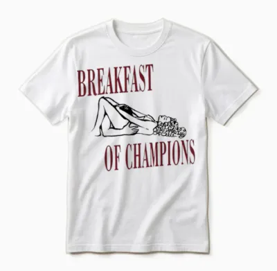 Breakfast of Champions Drôle Inscription Rétro Homme Fête Unisex T-Shirt - White