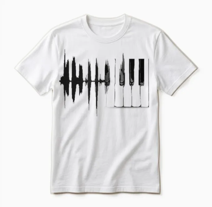 Piano Shirt Klavier T-Shirt Tasten Klaviertasten Flügel Unisex T-Shirt in White
