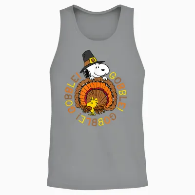 Peanuts Snoopy and Woodstock Thanksgiving Gobble Unisex Tank Top - Sport Grey