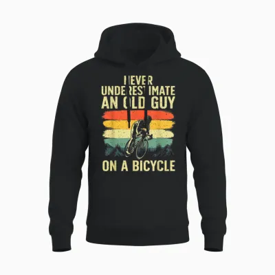 Cool Cycling Art for Men Grandpa Bicycle Riding Cycle Racing Unisex Hoodie - Black
