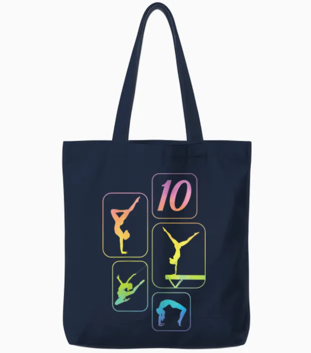 10th Birthday Gymnastics Girls Acrobatics Handstand Tote Bags in Navy