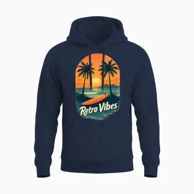 Retro Vibes Unisex Hoodie - Navy