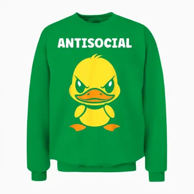 Humour Simple Canard Mignon Grognon Drole Antisocial Unisex Sweatshirt - Irish Green